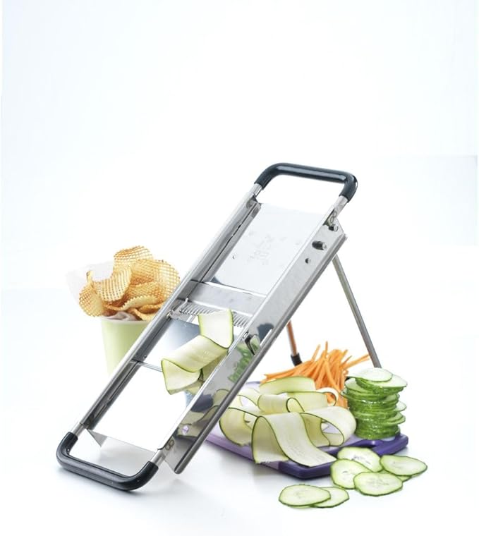 LOUIS TELLIER - Professional Chef's Mandoline - Stainless Steel - Slices Fruits and Vegetables - French Fries and Julienne - Adjustable Thickness - Made in France