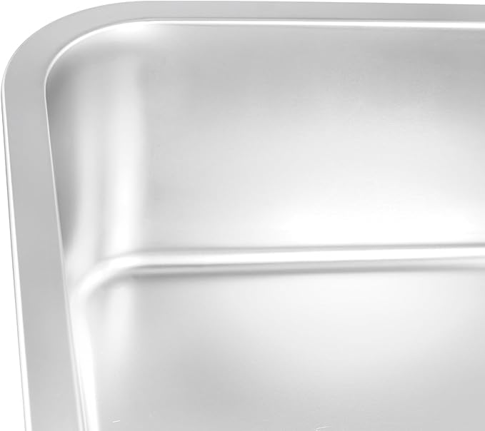 SINJEUN 4 Pack 14.1 x 10.6 x 3.9 Inches Large Rectangular Baking Pans, Stainless Steel Deep Baking Pan for Baking Breads, Grilling Chicken, Vegetables