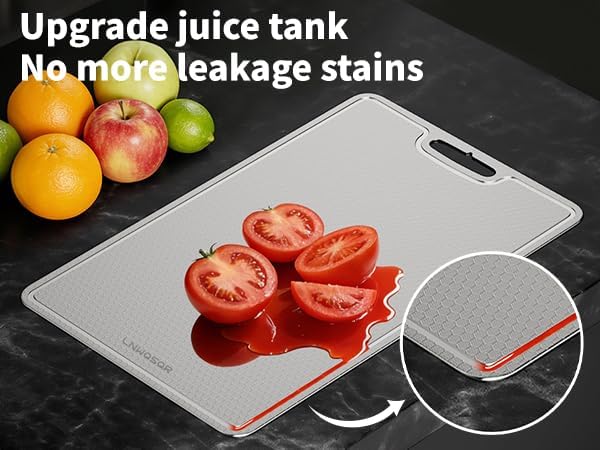 Titanium Cutting Board with Juice Groove,Scratch Resistant,Double-Sided Non-Toxic Titanium Chopping Boards for kitchen Meat, Vegetables andFruits,Dishwasher Safe(14inch*10inch)