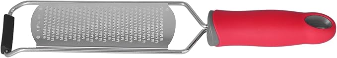 Stainless Steel Cheese Grater & Zester | Secure Grip Handle for Hard Cheese/Lemon/Chocolate | Multipurpose Kitchen Grater with Hanging Hole, Dishwasher Safe