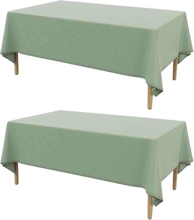 AUSSPVOCT 2 Pcs Textured Linen Table Cloth for Rectangle Table - 52x70 Inch Cloth Tablecloth Rectangular Waterproof Washable Fabric Dining Table Cover for Christmas Holiday Party Kitchen Decor