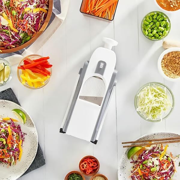 Adjustable Safe Vegetable Slicer, Mandoline Slicer for Kitchen with 41 Thickness Settings 1–8mm, Multifunction Food Chopper for Vegetables,Compact Kitchen Gift (grey)