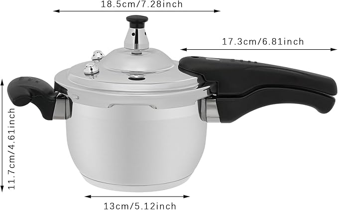 Bokknppo Stainless Steel Pressure Cooker Large Capacity 60Kpa Pressure Pot Explosion-proof Compound Bottom Pressure Canner with Pressure Limiting Valve for Gas Stove Induction Cooker (2L/0.53gal)