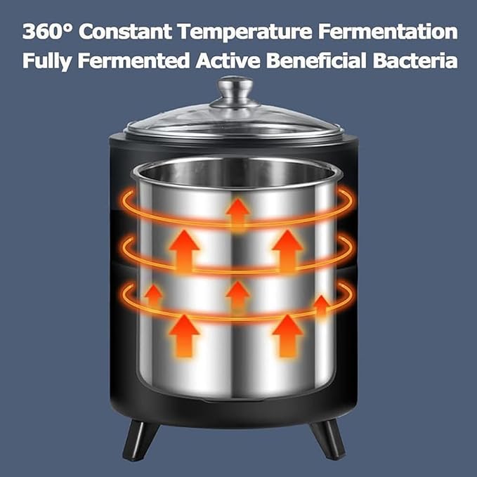 Commercial Yogurt Maker,Automatic Yogurt Fermentation Machine with Time and Temperature Control,Black Garlic Fermentation Machine, Sweet Rice Wine Maker for Home(8/12L) Black-8L