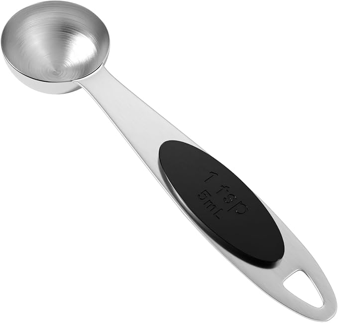 1PCS 1Tsp(1/3tbsp, 1/6oz, 5ml) Single Magnetic 18/8 Measuring Spoon, 304 Stainless Steel Individual Measure Scoop Only for Baking & Cooking, Metal Kitchen Gadgets Essentials