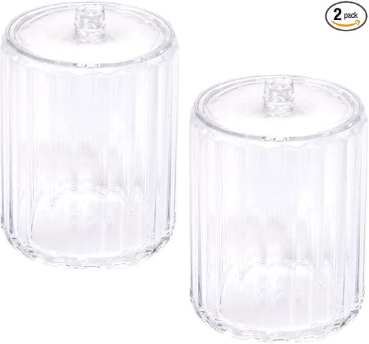ONLYKXY 2pcs Clear Acrylic Toothpick Holder Elegant Clean For Home Kitchen Storage Gadgets Creative Portable Toothpick Box (Circular+lid)