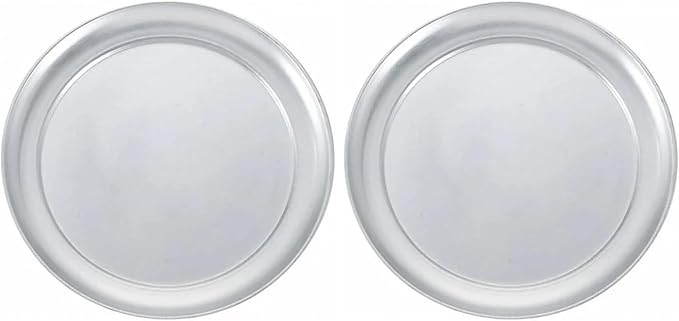 Winco Aluminum Winware 12-Inch Pizza Tray with Wide Rim, 12 Inch (Pack of 2)