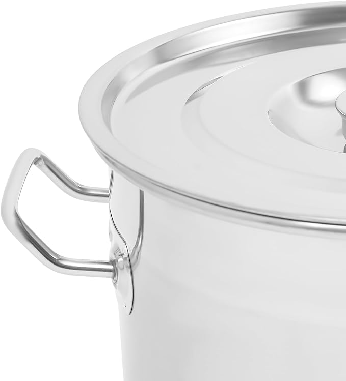 Stainless Steel Stock Pot w/Lid, Commercial Soup Cookware for Home/Restaurant/Hotels, for Stew/Simmering/Soup, Universal Stove Compatible (12L/12.68Qt.)
