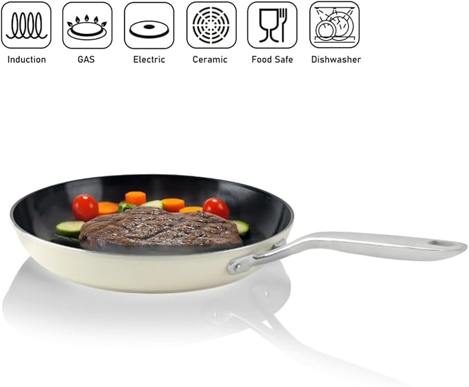 ValenCera TeChef Collection 10" Ceramic Nonstick Frying Pan Skillet, Nontoxic - Free of PFAS, PFOA, PTFE, Made in Korea (10-in)