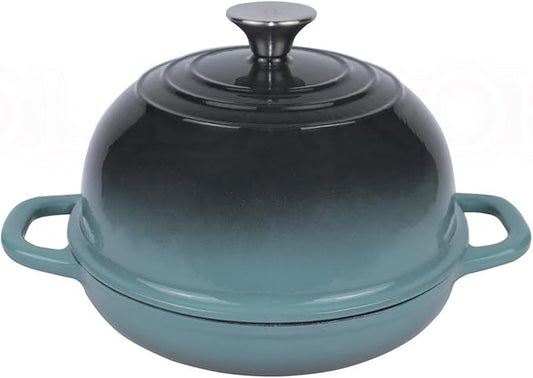 OLLAKOK Dutch Oven for Bread Baking, Enameled Cast Iron Dutch Oven Pot with Lid, Bread Oven for Sourdough Bread Baking, Cast Iron Bread Pan, 5 qt Cyan
