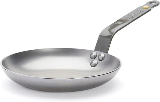 de Buyer MINERAL B Carbon Steel Omelette Pan - 8” Diameter, 6.9” Cooking Surface - Naturally Non-Stick Finish - Made in France