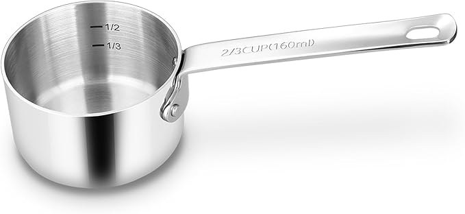 KEAWELL Premium Dog and Cat Food Measuring Cup 18/10 Stainless Steel (1, 2/3 Cup)
