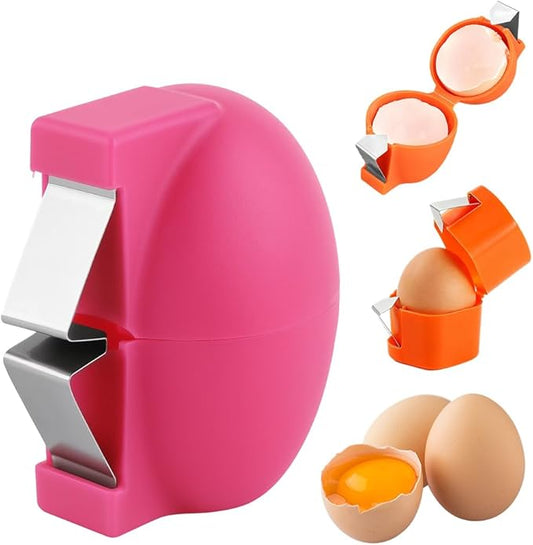 Egg Shell Opener, Upgrade Stainless Steel Eggs Cutter Eggs Cracker Tool, Eggs Separator Tools for Raw and Hard Boiled Eggs Peeler Shell Remover Kitchen Gadgets (Pink)