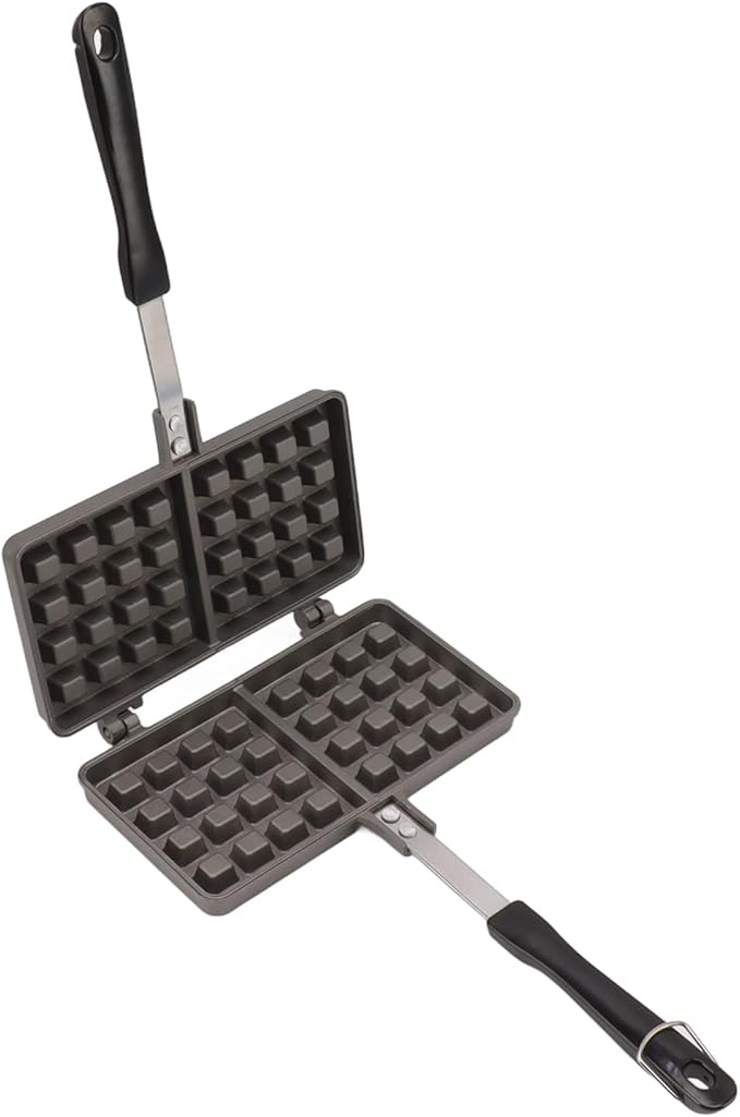 Aluminum Alloy Waffle Maker, Non - Stick Waffle Baking Pan with Flat Bottom and Ergonomic Handle for Stovetop Cooking, Waffle Making Tool for Kitchen Breakfast