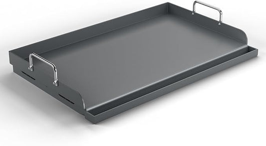 25" x 16" Nonstick Cast Iron Flat Top Griddle - Universal Grill Insert with Grease Groove & High Sidewalls, Fits Gas/Charcoal/Electric Grills (Weber, Charbroil, Nexgrill)