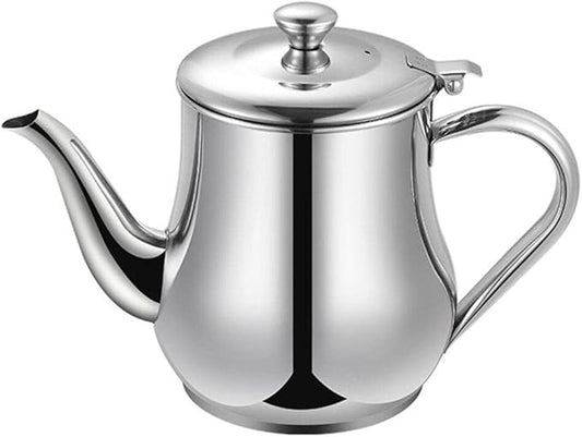 Yardwe Stainless Steel Oil Filter Pot 32Oz with Fine Mesh Strainer and Long Spout for Kitchen Oil Storage and Grease Container with Handle
