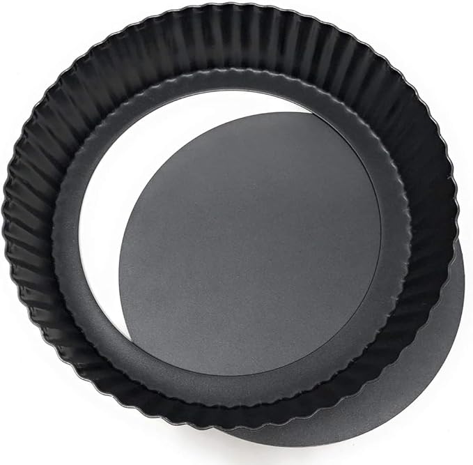 MGE - Dish Pie Pan - Deep Quiche Lorraine Pie Pan - Tart Pans with Removable Bottoms - Tarte Tatin Mould - Detachable Apple Cake Mould - Quiche Baking Dish (7.87 inch)