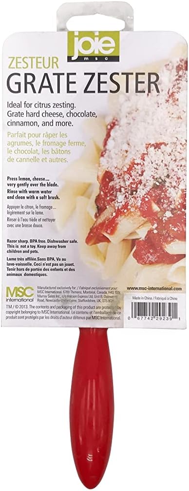 MSC International Joie Stainless Steel Grate Zester, Colors Vary, 1-Pack
