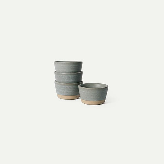 Mora Mini Ramekins Set of 4, 8oz Ceramic Pottery Baking Dishes - Microwave, Oven and Dishwasher Safe - Peppercorn