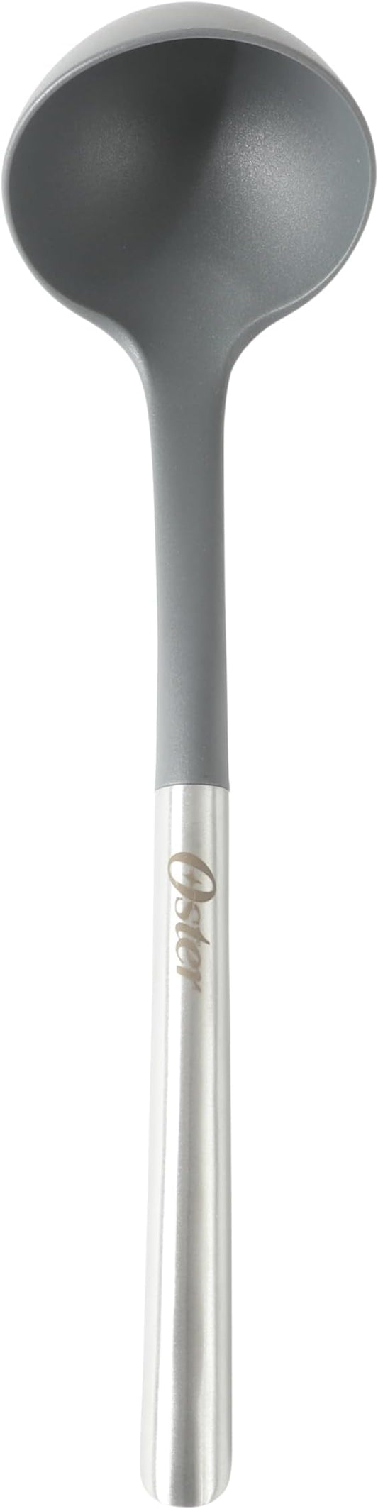 Oster Chadswyck 13” Cooking Ladle, Heat Resistant Silicone Head, Stainless Steel Handle, Safe for Nonstick Cookware, Dishwasher Safe