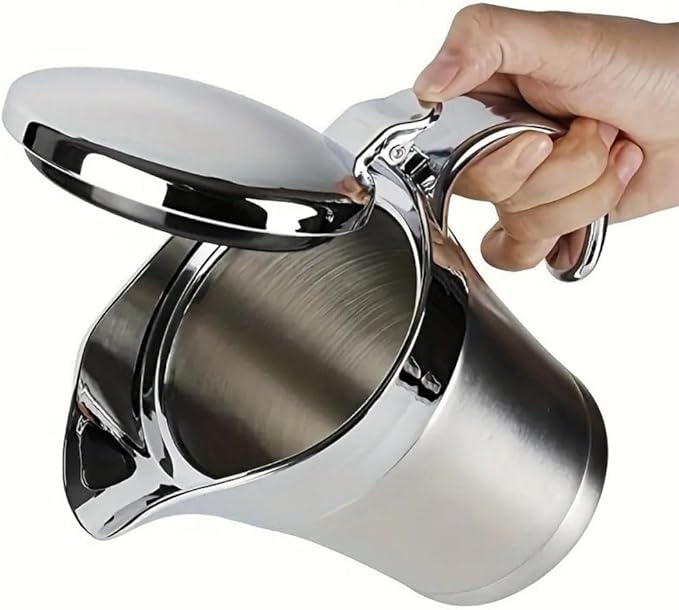 Double Insulated Gravy Boat – Stainless Steel Sauce Jug with Hinged Lid