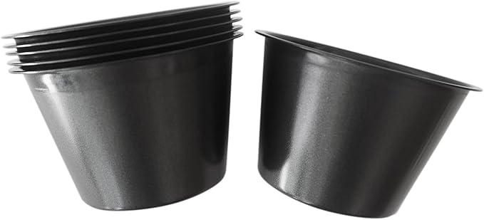 LoveDeal Popover Pans Nonstick 6 Packs, Individual Larger Muffin, Versatile Round Baking Cups for Popover, Muffins, Quiche, Tarts, Cupcakes, Pudding - Carbon Steel, Black