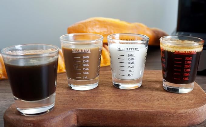 Shot Glasses Measuring cup Liquid Heavy Wine Espresso Shot Glass 26-Incremental Measurement 1oz, 6 Tsp, 2 Tbs, 30ml (2 pack-red 30ml)