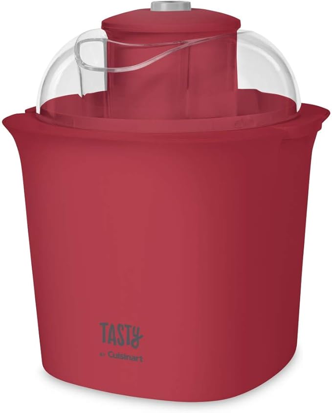 Tasty by Cuisinart ICM100TRD Ice Cream Maker, 8.71"(L) x 8.71"(W) x 10.49"(H), Red