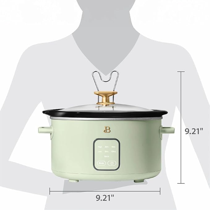 Beautiful 4-Qt Digital Slow Cooker with Smart Touch Screen, Removable Pot, Timer Presets, Ideal for Small Families
