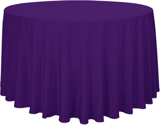 Obstal Round Table Cloth, Oil-Proof Spill-Proof and Water Resistance Microfiber Tablecloth, Decorative Fabric Circular Table Cover for Outdoor and Indoor Use (Violet, 108 Inch Diameter)