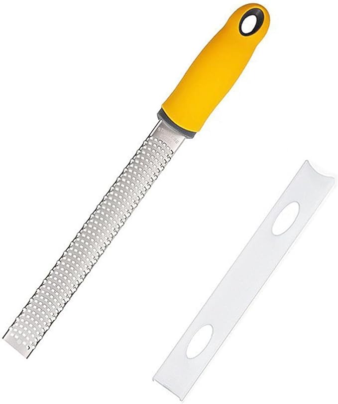 Stainless Steel Cheese Zester Grater with Handle，12 inch Lemon Zesteror for Zesting Citrus Fruits & Finely Grating Parmesan Cheese, Chocolate，Ginger, Garlic, Coconut, Nutmeg, Wasabi