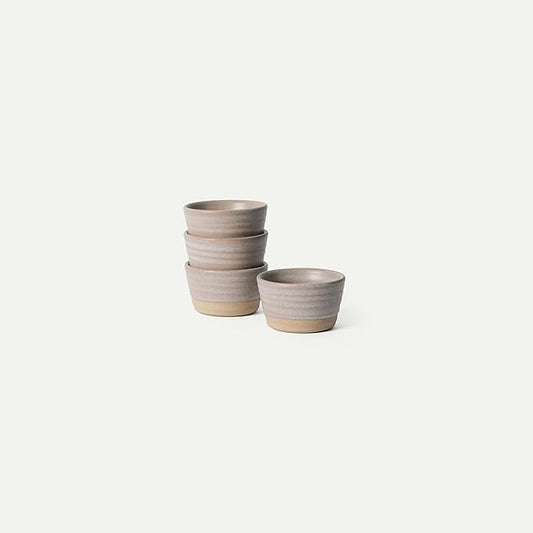 Mora Micro Ramekins Set of 4, 6oz Ceramic Pottery Baking Dishes - Microwave, Oven and Dishwasher Safe - Mushroom