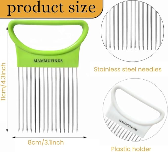 Potato slicer & Kitchen Gadgets, 1 Crinkle Cutter, 1 Onion Slicer, Stainless Steel Onion Holder, Vegetable, Avocado, Tomato,Mandoline Slicer, Fruit Cutter, wavy crinkle cutter for veggies,