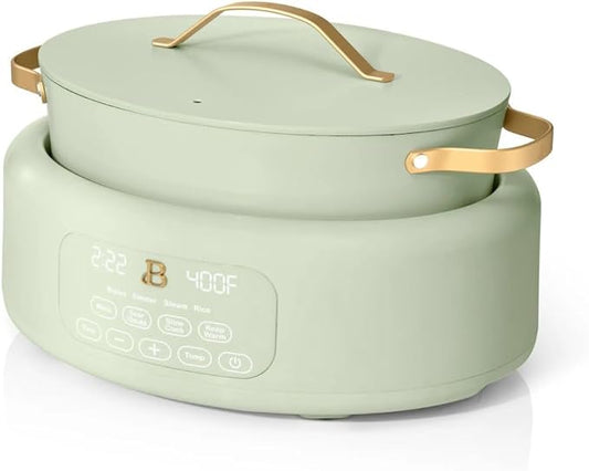 Beautiful 10-in-1 Electric Multi-Cooker, 6-Quart, Digital Display, Non-Stick Pot, One-Touch Control, 10 Cooking Functions (Sage Green)