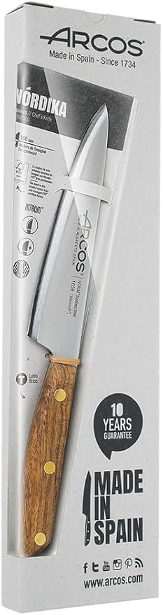 Arcos Kitchen Knife 6 Inch Stainless Steel. Professional Kitchen Knife for Cooking. Ovengkol Wood Handle 100% natural FSC and 160 mm Blade. Series Nordika
