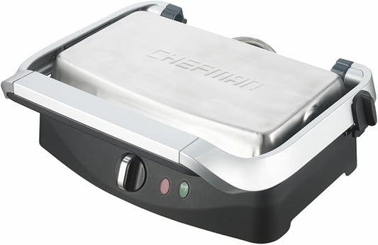 Chefman RJ02-V2 Contact Grill and Panini Press, Silver