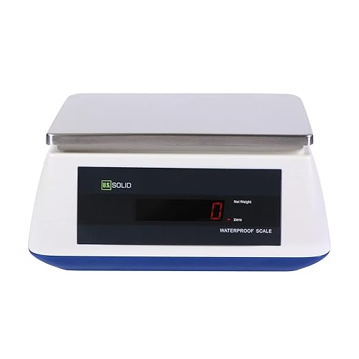 U.S. Solid IP68 Waterproof Bench Scale, 3 kg x 1 g (6.6 lb x 0.002 lb), Digital Food Scale for Aquatic Markets & Seafood Processing, Washable SS Platform Scale for Refrigerated Storage, Meat & Deli