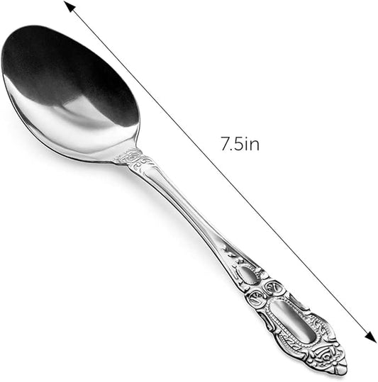 DecorRack 12 pieces Dinner Spoons, Food Grade Stainless Steel Spoons, 7.5 inches, Flatware for Home, Restaurant, Dishwasher Safe. (12 Pack)