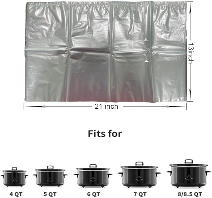 Slow Cooker Liners, Disposable Crock Pot Liners, 13"x21" Large Size Cooking Bags, Fits 3-8 Quart Oval & Round Crock Pot, BPA-Free, 10 Count