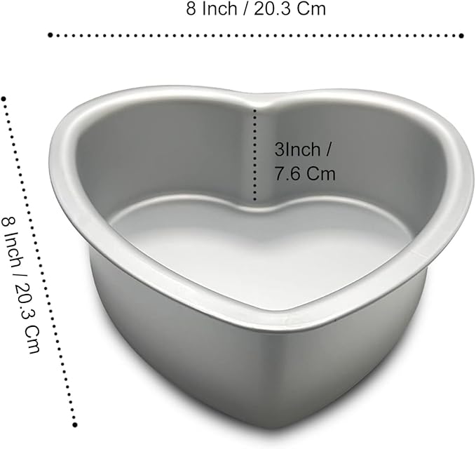 kefyixc Heart-shaped cake pan, heart-shaped cake tin, aluminum, 3-inch deep, 8-inch heart-shaped, for weddings, parties, family and other occasions cake (8 x 3 Inch)