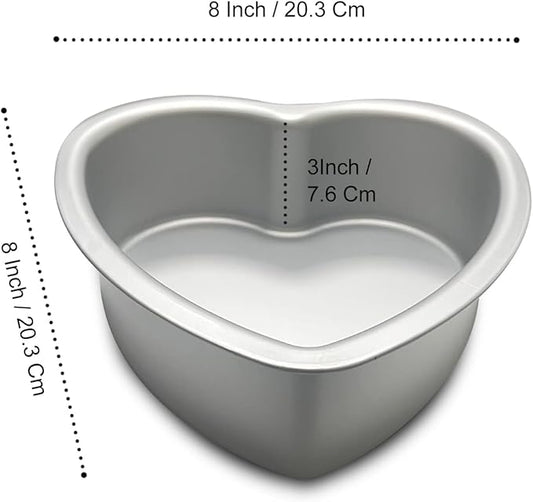 kefyixc Heart-shaped cake pan, heart-shaped cake tin, aluminum, 3-inch deep, 8-inch heart-shaped, for weddings, parties, family and other occasions cake (8 x 3 Inch)