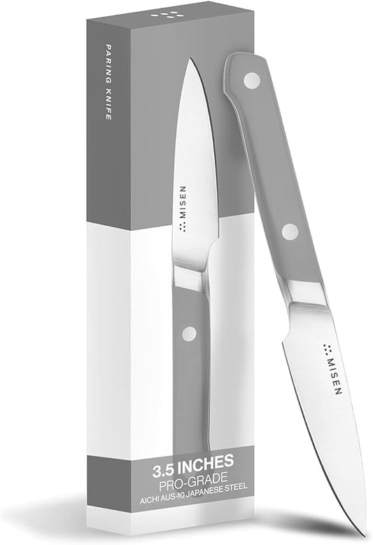 Misen 3.5" Paring Knife – Precision Kitchen Knife - High-Carbon Stainless Steel Blade – Ergonomic Handle for Peeling, Trimming, and Slicing – Lightweight, Versatile Tool for All Culinary Tasks - Gray
