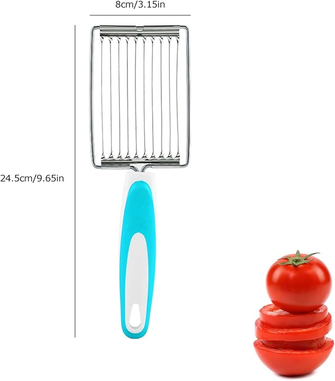 Luncheon Meat Cutter, Cheese & Potato Slicer, Stainless Cutter with Handle for Egg Ham Fruit Tomato, Cutting Evenly Thick , Food Cutting Tool for Kitchen (Blue)