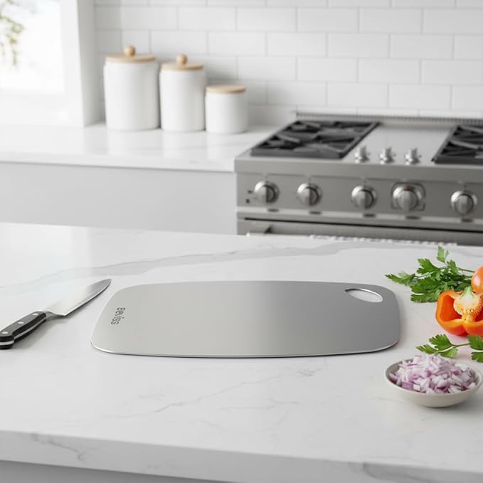 Beviss 100% Pure Titanium Cutting Board 11.45" x 8.15"- BPA Free, Non-Porous & Durable Kitchen Chopping Board for Meat, Vegetables, Fruits