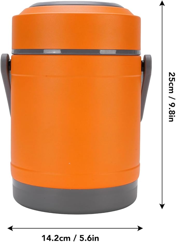 AYNEFY Electric Lunch Box,2L Stainless Steel Portable Electric Food Warmer Bucket Thermal Heat Preservation Pot Thermal Lunch Container for Travel Dorm Office Work (Orange)