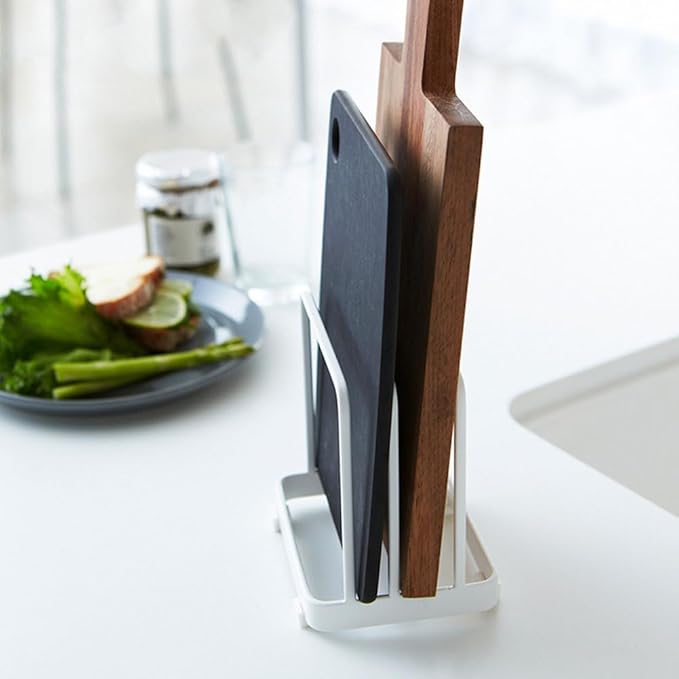 Cutting Board Organizer, Cutting Board Holder Rack, Baking Cookie Pan Sheets for Cabinet Storage or Kitchen Counter (White)