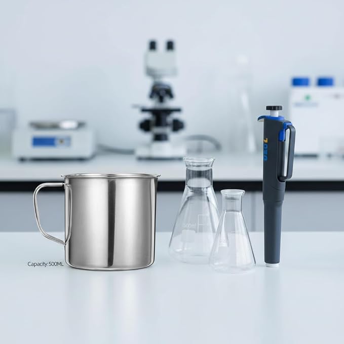 500Ml Stainless Steel Measuring Cup Metal Embossed Measuring Cup with Handle and Pour Lip Milk Steamer Pitcher Silver Latte Art Pitcher,Milk Frothing Jug with Scale for Professional Kitchen Laboraty
