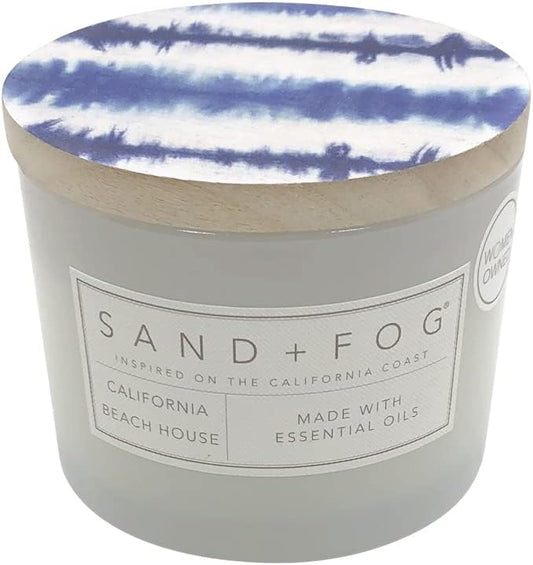 Sand + Fog Scented Candle - California Beach House – Additional Scents and Sizes – 100% Cotton Lead-Free Wick - Luxury Air Freshening Jar Candles - Perfect Home Decor – 12oz