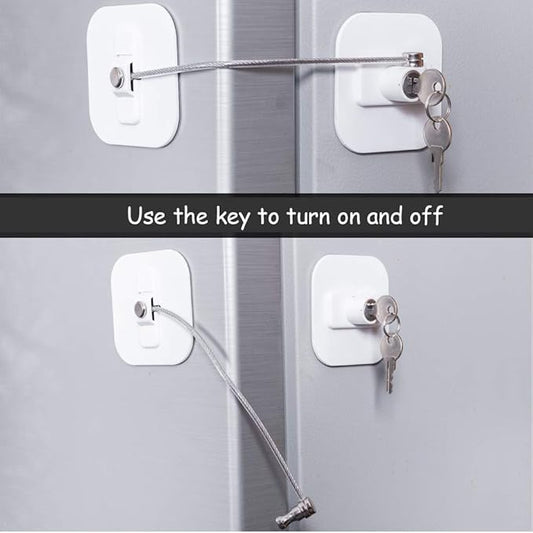 Fridge Lock,Refrigerator Locks,Freezer Lock with Key for Child Safety,Locks to Lock Fridge and Cabinets,White Fridge Lock