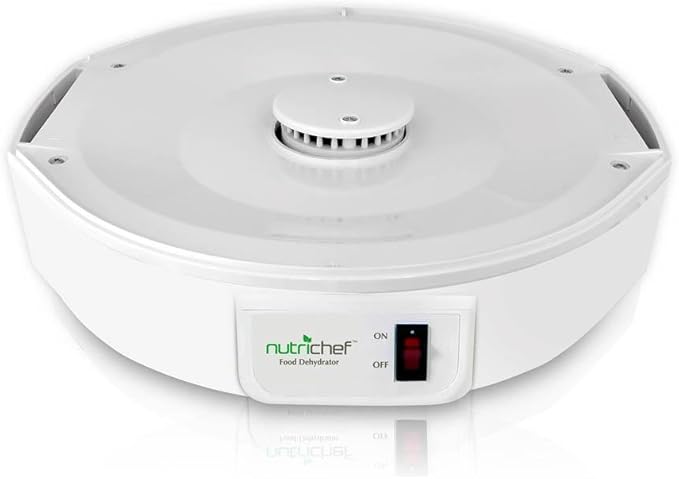 NutriChef Electric Countertop Food Dehydrator - Multi-Tier High-Heat Circulation Professional Food Preserver, Fruit, Vegetable Dryer, Meat or Beef Jerky Maker w/ 5 Stackable Trays - AZPKFD12